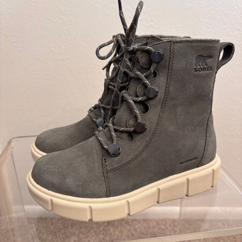 Sorel Explorer III Women’s Joan Waterproof Grey Laceup boots size 5.5 New